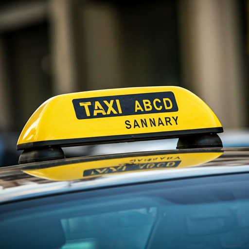 Enseigne de taxi sur le toit d'une voiture